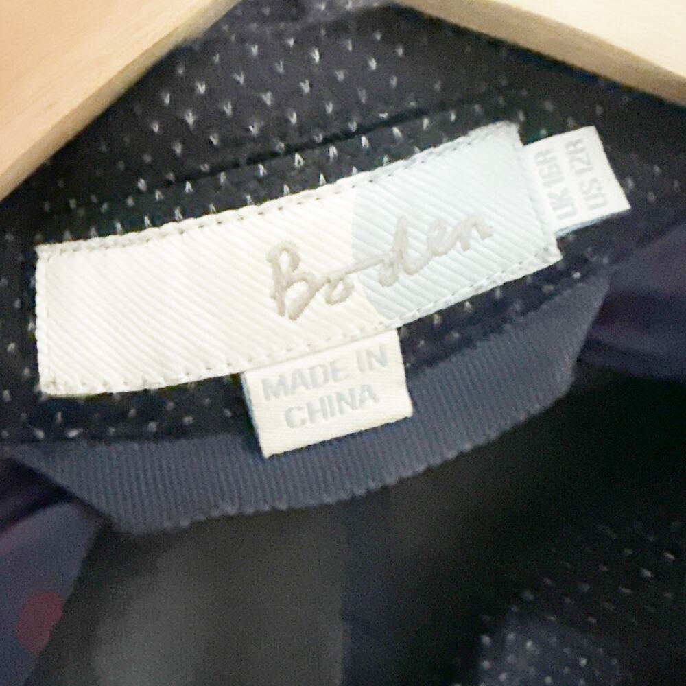 BODEN | Blazer Cotton Blend Navy Blue Micro Dot Jacket Preppy Classic | Size 12 - Picture 8 of 8